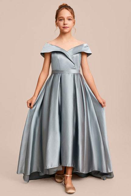 Robe Demoiselle D'Honneur Satinée Céleste