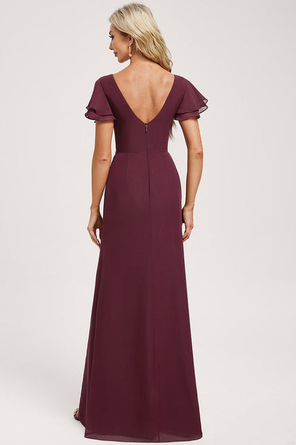 Robe Demoiselle D'Honneur Flottante Bordeaux - gallery 4