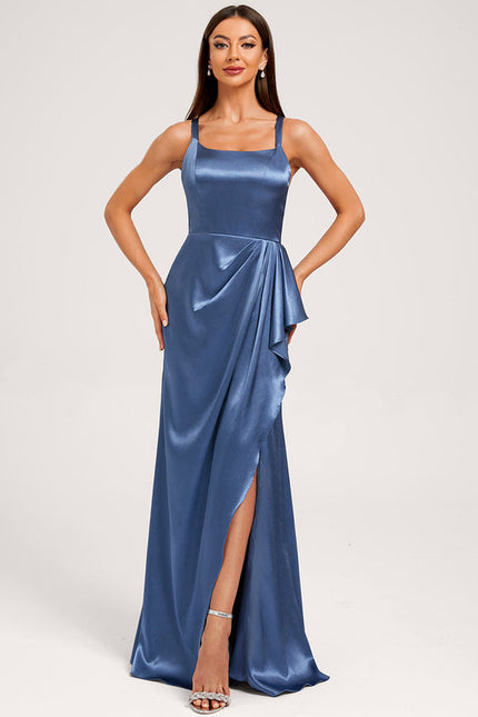 Robe Demoiselle D'Honneur Satin Fluide À Volants