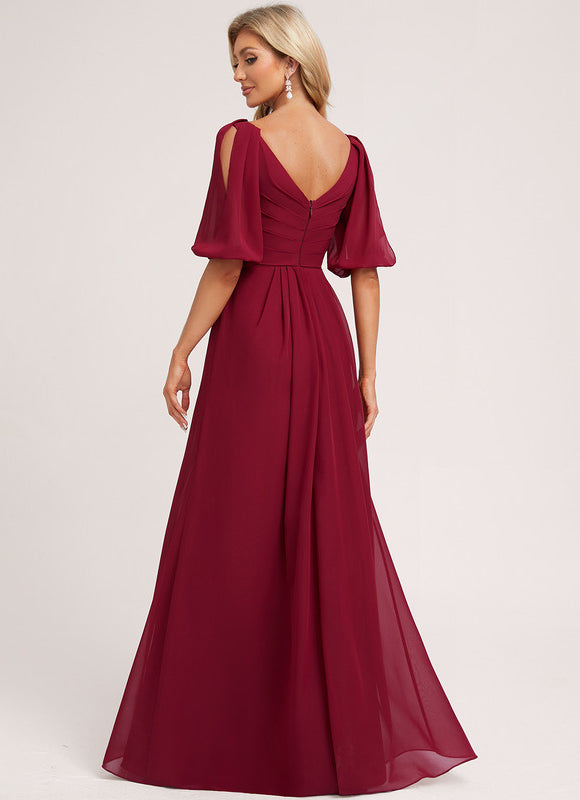 Robe Demoiselle D'Honneur Mousseline Beige - gallery 1