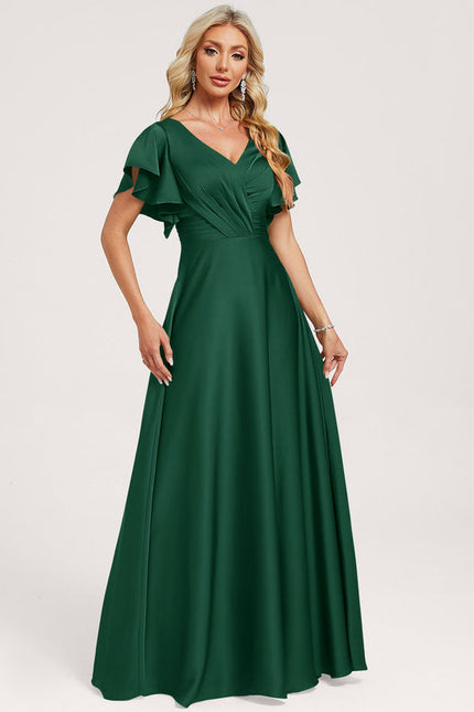 Robe Demoiselle D'Honneur Élégance Émeraude Satinée