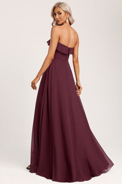 Robe Demoiselle D'Honneur Drapée Bordeaux - gallery 6