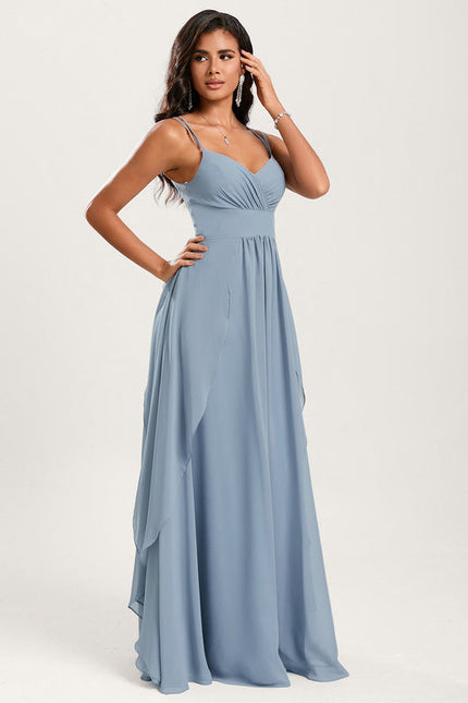 Robe Demoiselle D'Honneur À Volants Rose Pâle - gallery 1