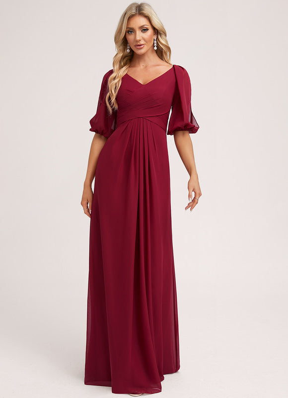 Robe Demoiselle D'Honneur Mousseline Beige - gallery 3