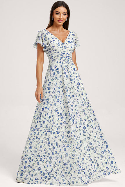 Robe Demoiselle D'Honneur À Volants Rose Pâle