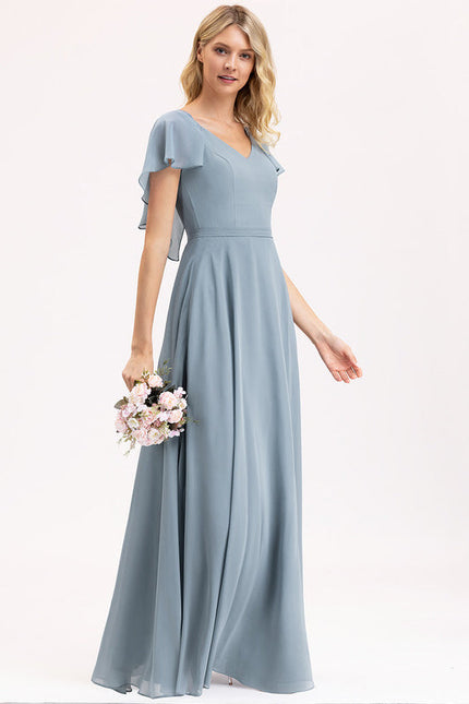 Robe Demoiselle D'Honneur À Volants Rose Pâle - gallery 2