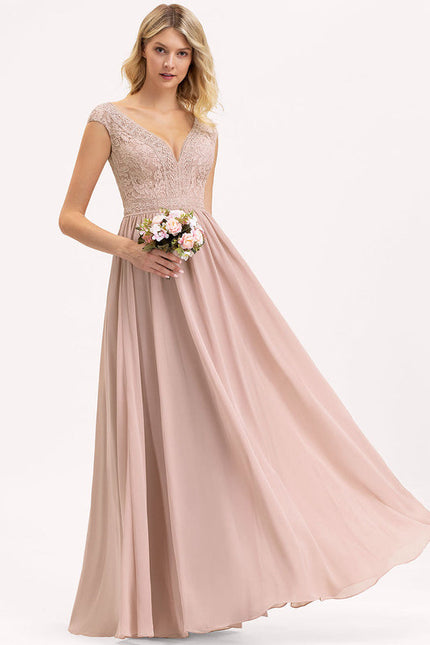 Robe Demoiselle D'Honneur Fluide Rose Pâle - gallery 3