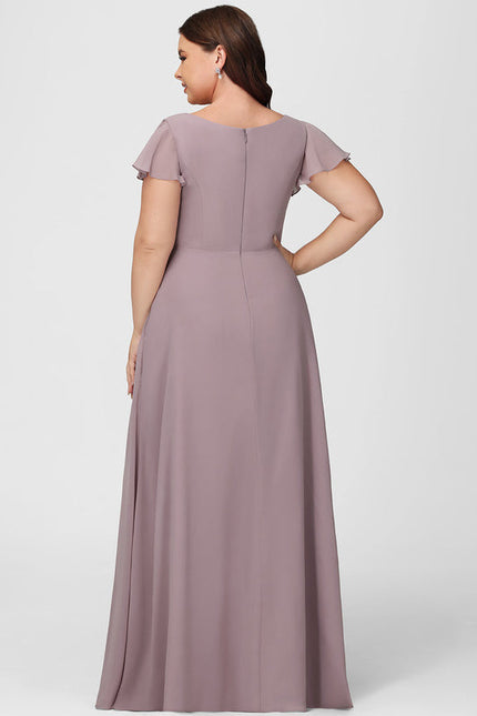 Robe Demoiselle D'Honneur À Volants Rose Pâle - gallery 5