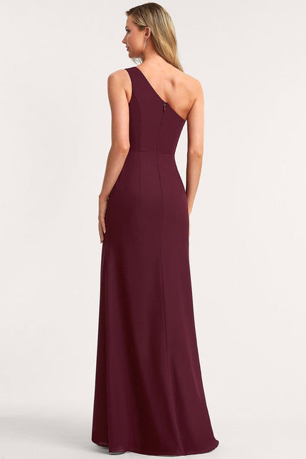 Robe Demoiselle D'Honneur Asymétrique Bordeaux - gallery 3