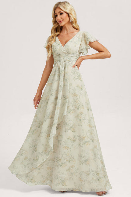 Robe Demoiselle D'Honneur À Volants Rose Pâle - gallery 1