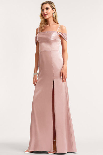 Robe Demoiselle D'Honneur Satin Rose Poudré - gallery 2