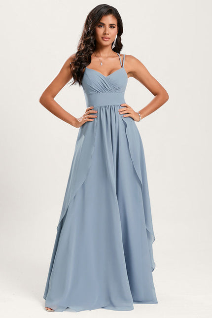 Robe Demoiselle D'Honneur À Volants Rose Pâle - gallery 3