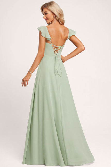 Robe Demoiselle D'Honneur À Volants Rose Pâle - gallery 4