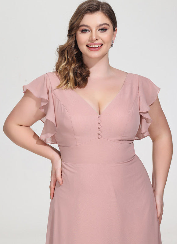 Robe Demoiselle D'Honneur À Volants Rose Pâle - gallery 9