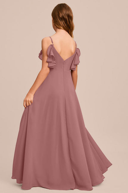 Robe Demoiselle D'Honneur Mousseline Ciel - gallery 1