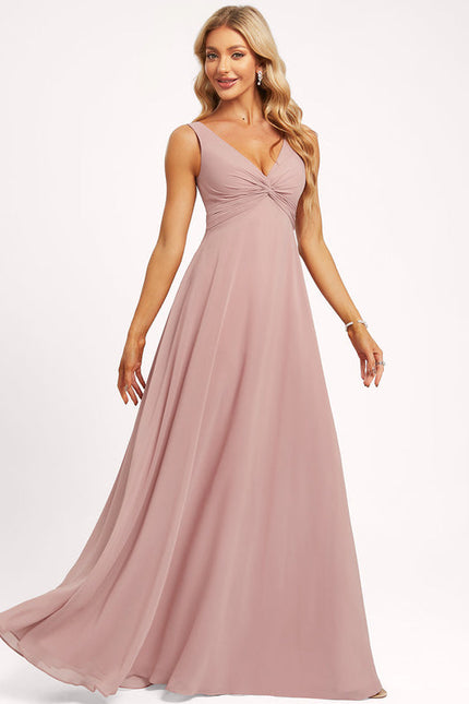 Robe Demoiselle D'Honneur Mousseline Beige - gallery 2