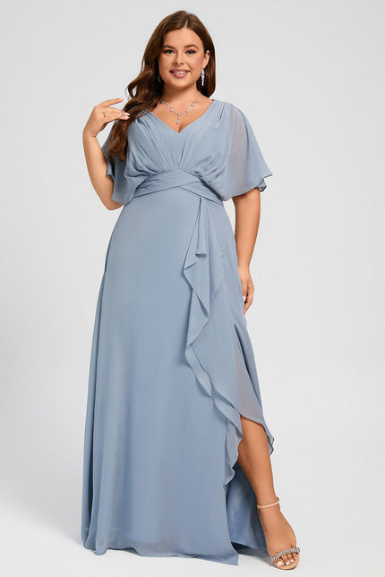 Robe Demoiselle D'Honneur À Volants Rose Pâle - gallery 7