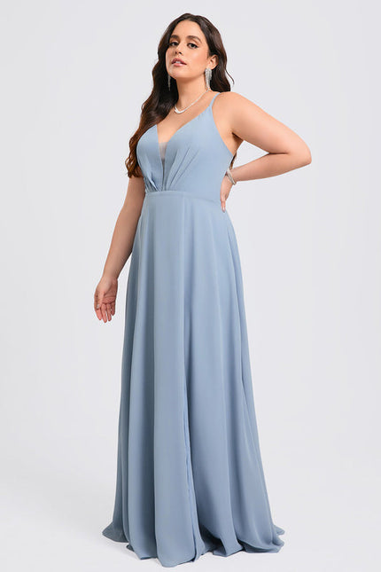 Robe Demoiselle D'Honneur Mousseline Beige - gallery 8