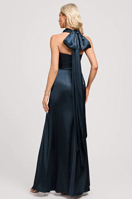 Robe Demoiselle D'Honneur Élégance Marine Satinée - gallery 3