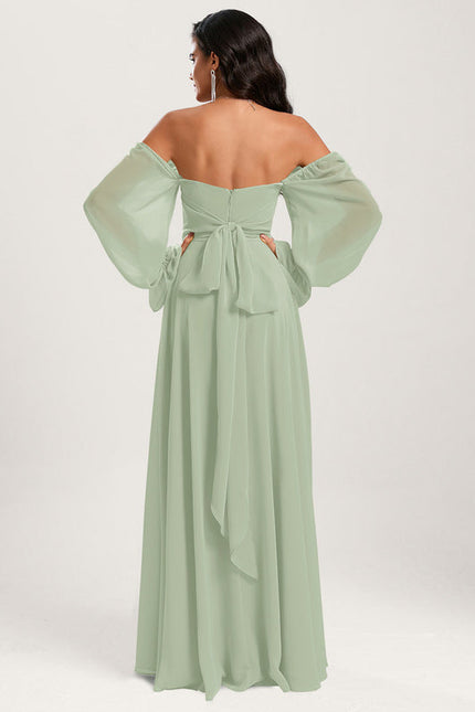 Robe Demoiselle D'Honneur Fluide Vert Doux - gallery 9