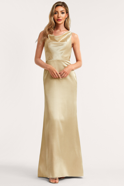 Robe Demoiselle D'Honneur Satinée Dorée - gallery 1