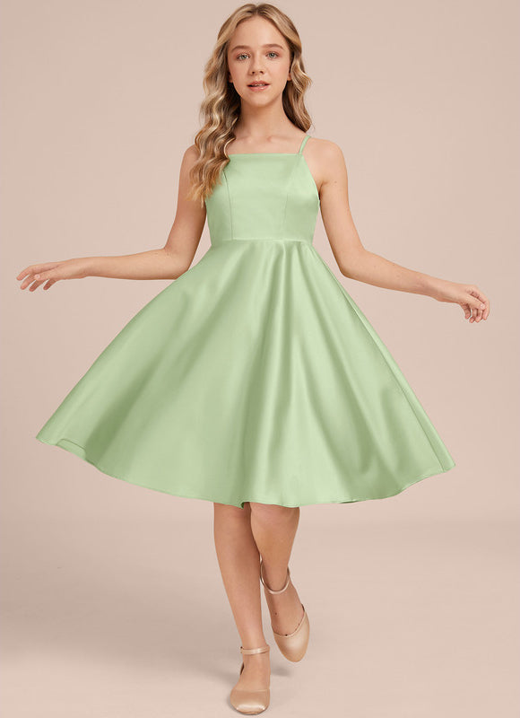 Robe Demoiselle D'Honneur Satin Vert Pastel