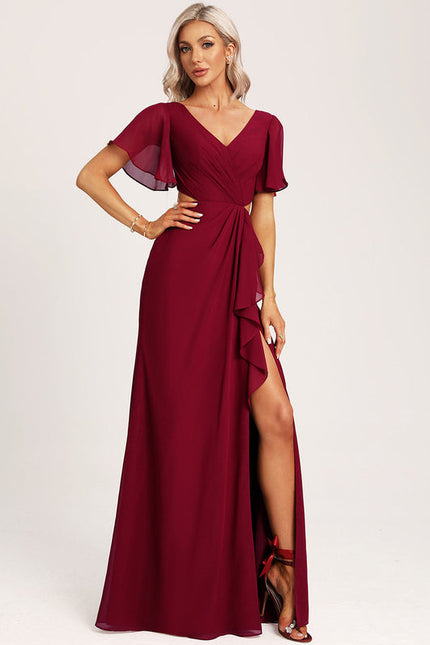 Robe Demoiselle D'Honneur À Volants Rose Pâle