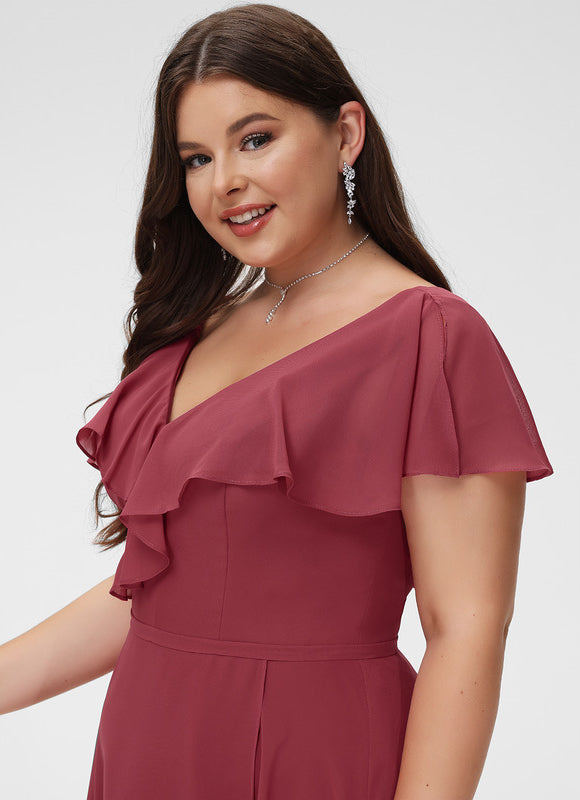 Robe Demoiselle D'Honneur Asymétrique Fluide - gallery 9