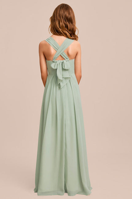 Robe Demoiselle D'Honneur Mousseline Ciel - gallery 4