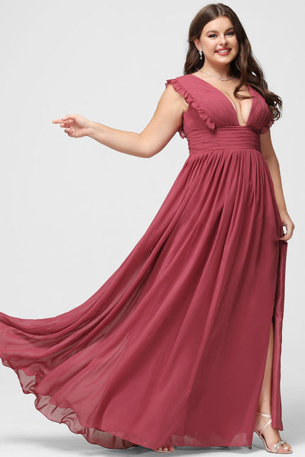 Robe Demoiselle D'Honneur À Volants Rose Pâle - gallery 8