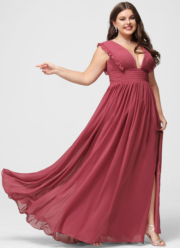 Robe Demoiselle D'Honneur À Volants Rose Pâle - gallery 8