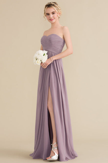 Robe Demoiselle D'Honneur Drapée Bordeaux - gallery 2