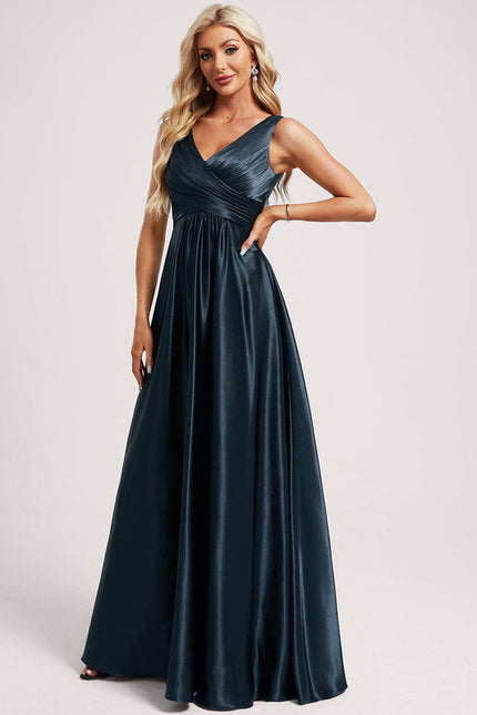 Robe Demoiselle D'Honneur Satin Vert Émeraude - gallery 3