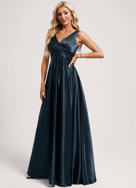 Robe Demoiselle D'Honneur Satin Vert Émeraude - gallery 3