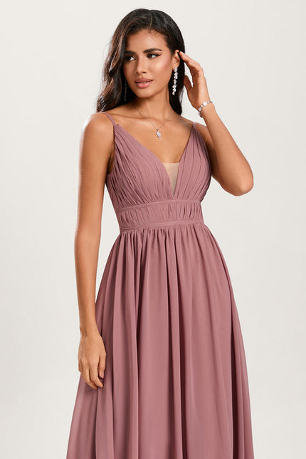 Robe Demoiselle D'Honneur À Volants Rose Pâle - gallery 1