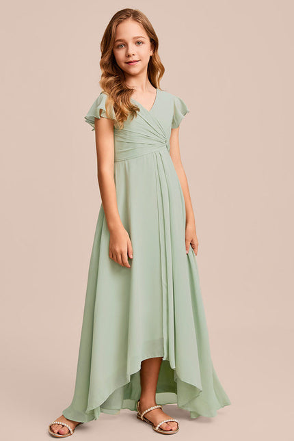Robe Demoiselle D'Honneur Ailée Vert Pastel - gallery 2