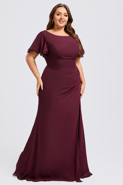Robe Demoiselle D'Honneur Flottante Bordeaux - gallery 8