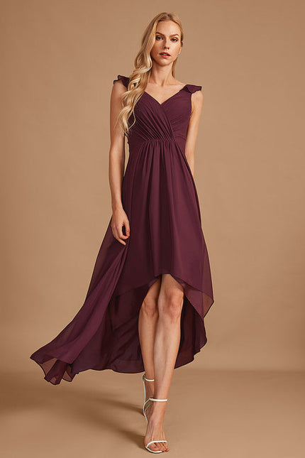 Robe Demoiselle D'Honneur Asymétrique Fluide - gallery 1