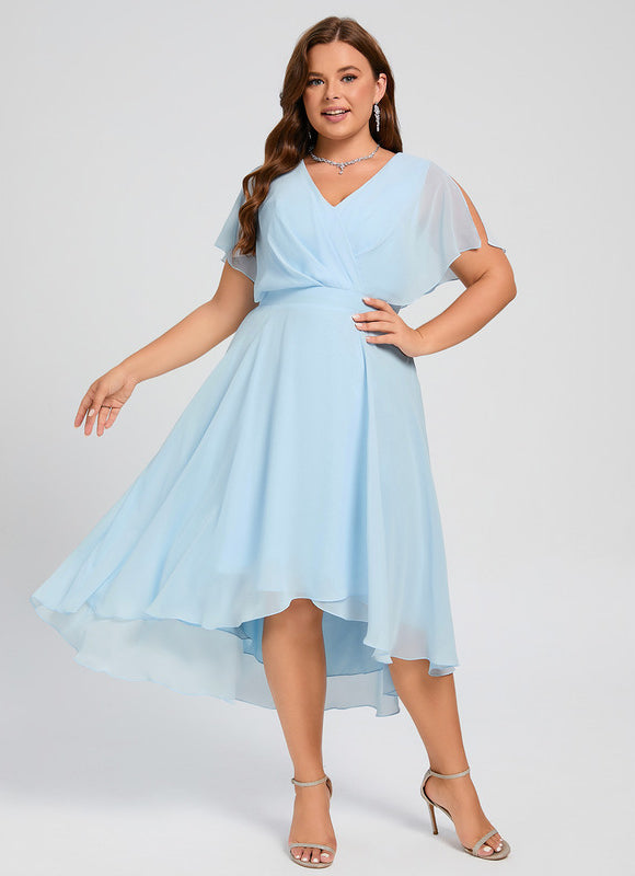 Robe Demoiselle D'Honneur Asymétrique Fluide - gallery 7