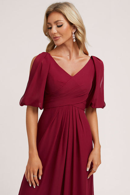 Robe Demoiselle D'Honneur Mousseline Beige - gallery 5