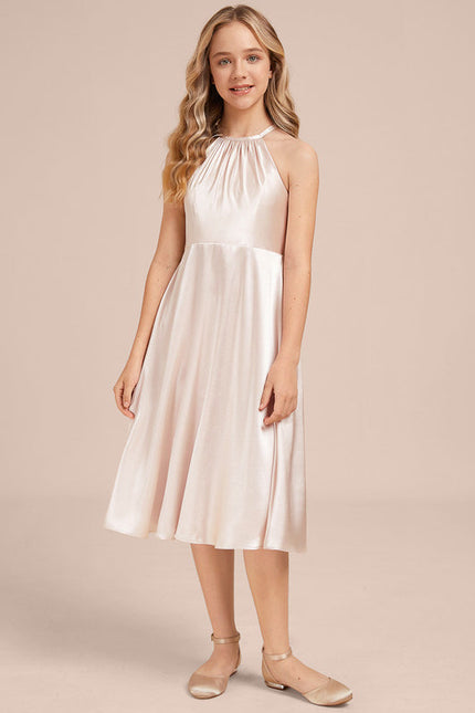 Robe Champagne Satin Demoiselle D'Honneur - gallery 1