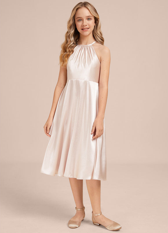 Robe Champagne Satin Demoiselle D'Honneur - gallery 1