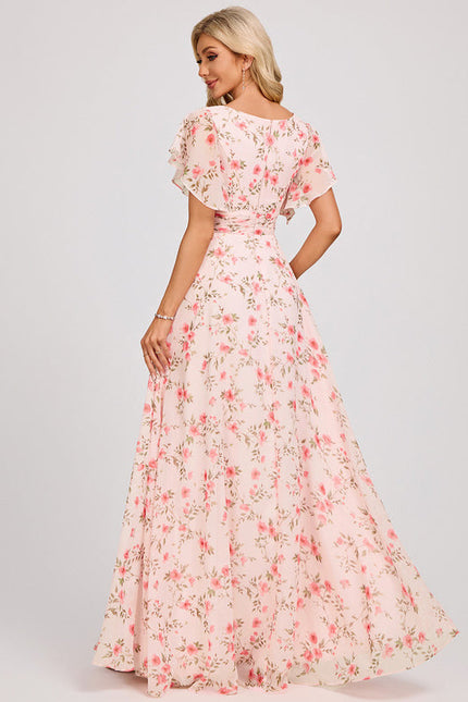 Robe Demoiselle D'Honneur À Volants Rose Pâle - gallery 5