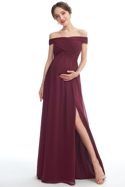 Robe Demoiselle D'Honneur Chiffon Bordeaux - gallery 3