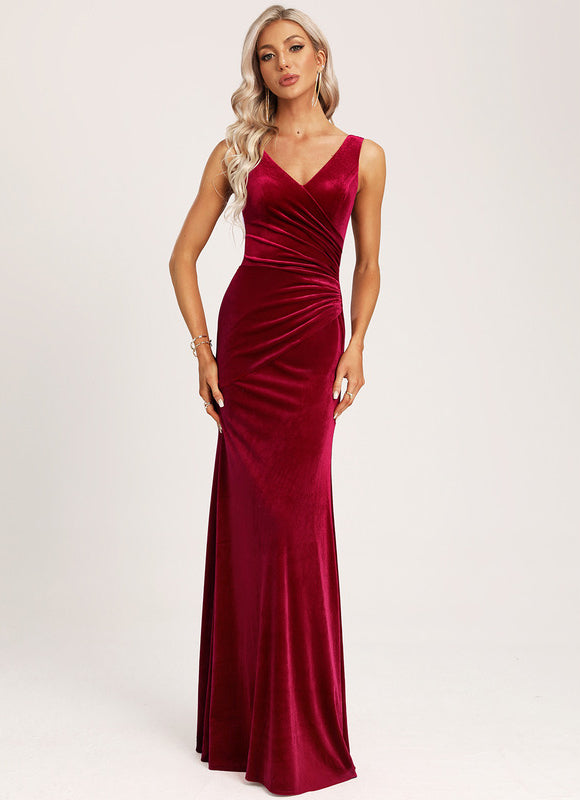 Robe Demoiselle D'Honneur Velours Rubis - gallery 5