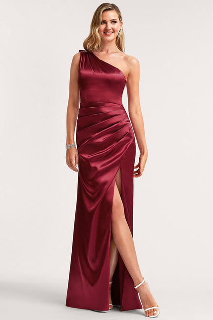 Robe Demoiselle D'Honneur Satin Bordeaux Chic - gallery 2