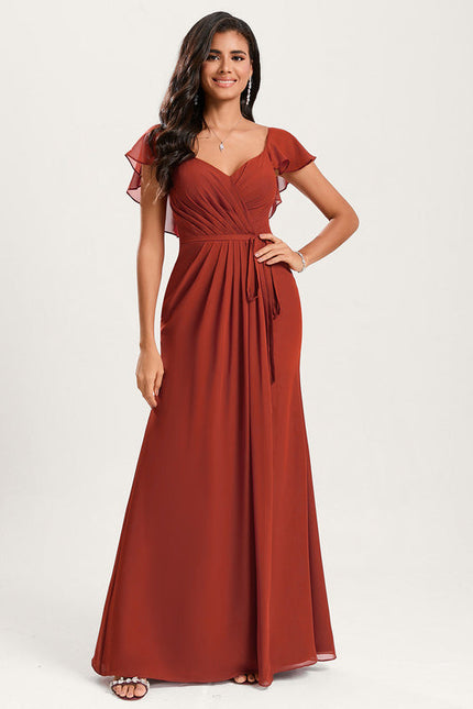 Robe Demoiselle D'Honneur À Volants Rose Pâle - gallery 5