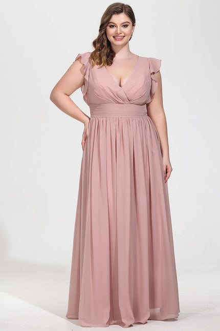 Robe Demoiselle D'Honneur À Volants Rose Pâle - gallery 8