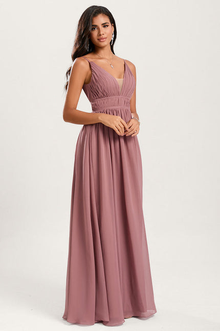 Robe Demoiselle D'Honneur À Volants Rose Pâle - gallery 2