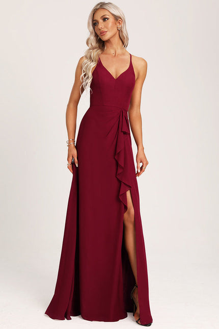 Robe Demoiselle D'Honneur Mousseline Beige - gallery 5